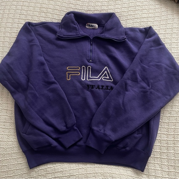 Fila Purple Zip Up Sweater Athletic Style - Picture 1 of 4